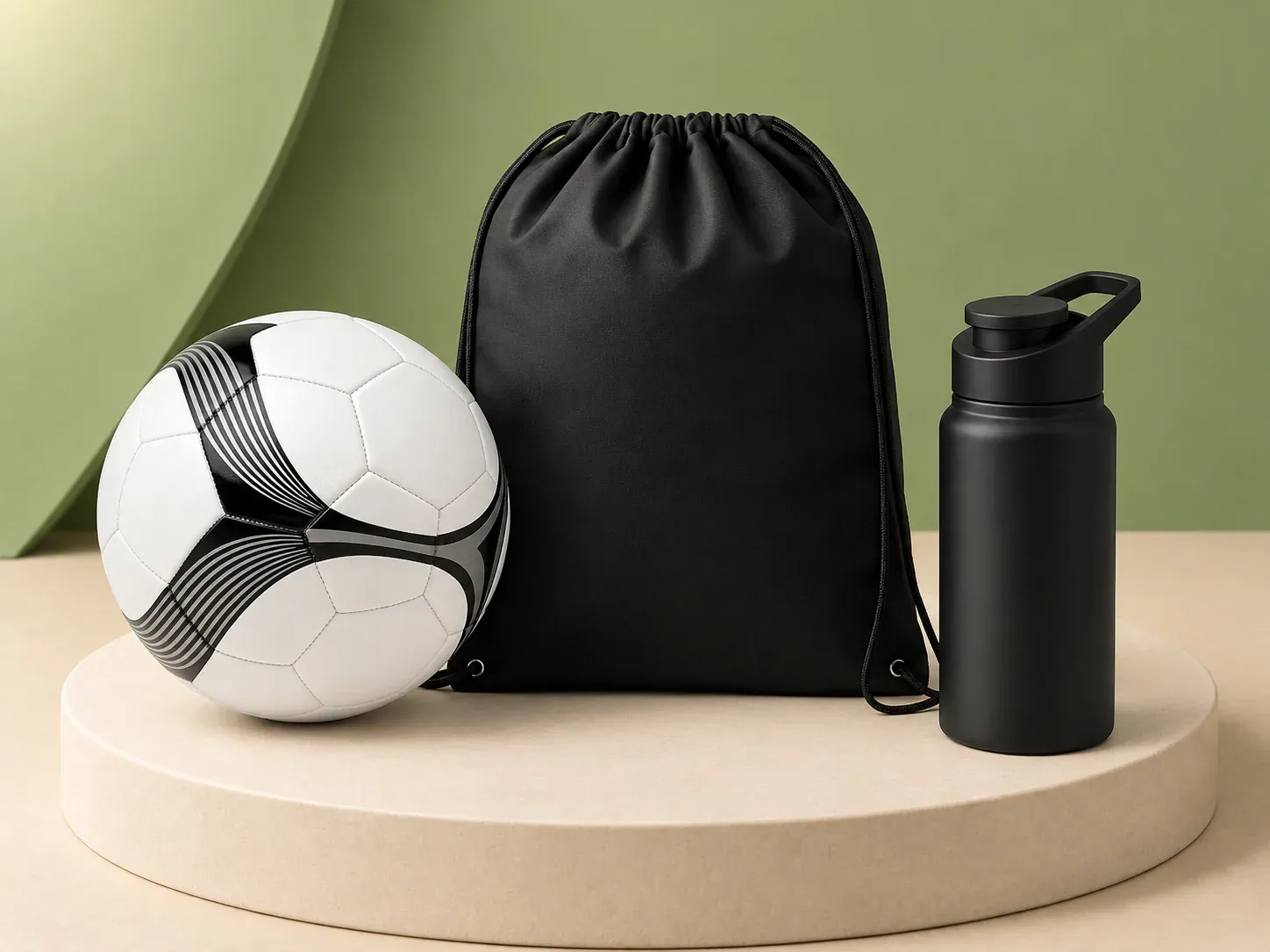 Kit esportivo com bola, mochila e squeeze, sem personalização