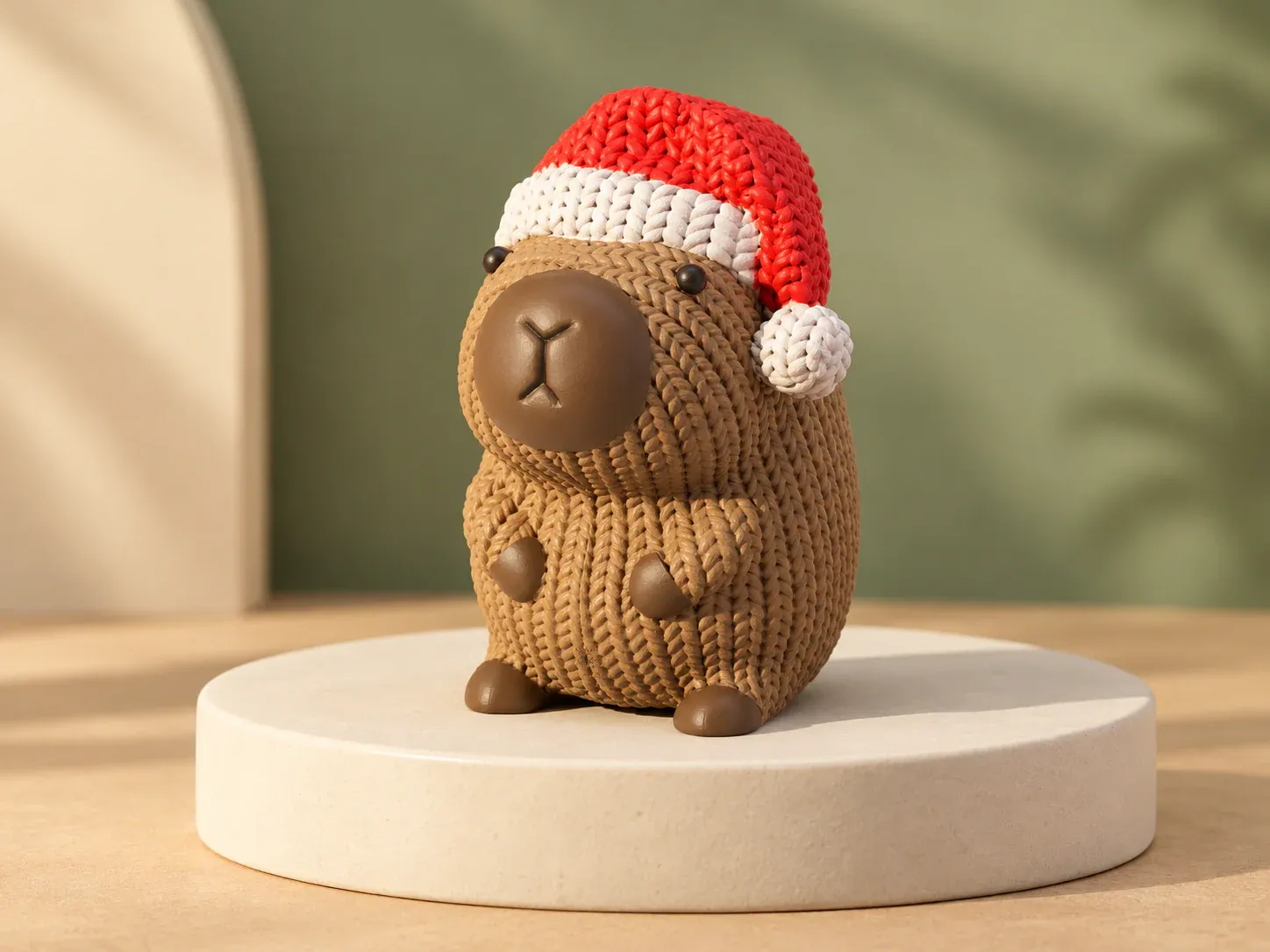 Capivara natalina com textura de tricô, sem personalização