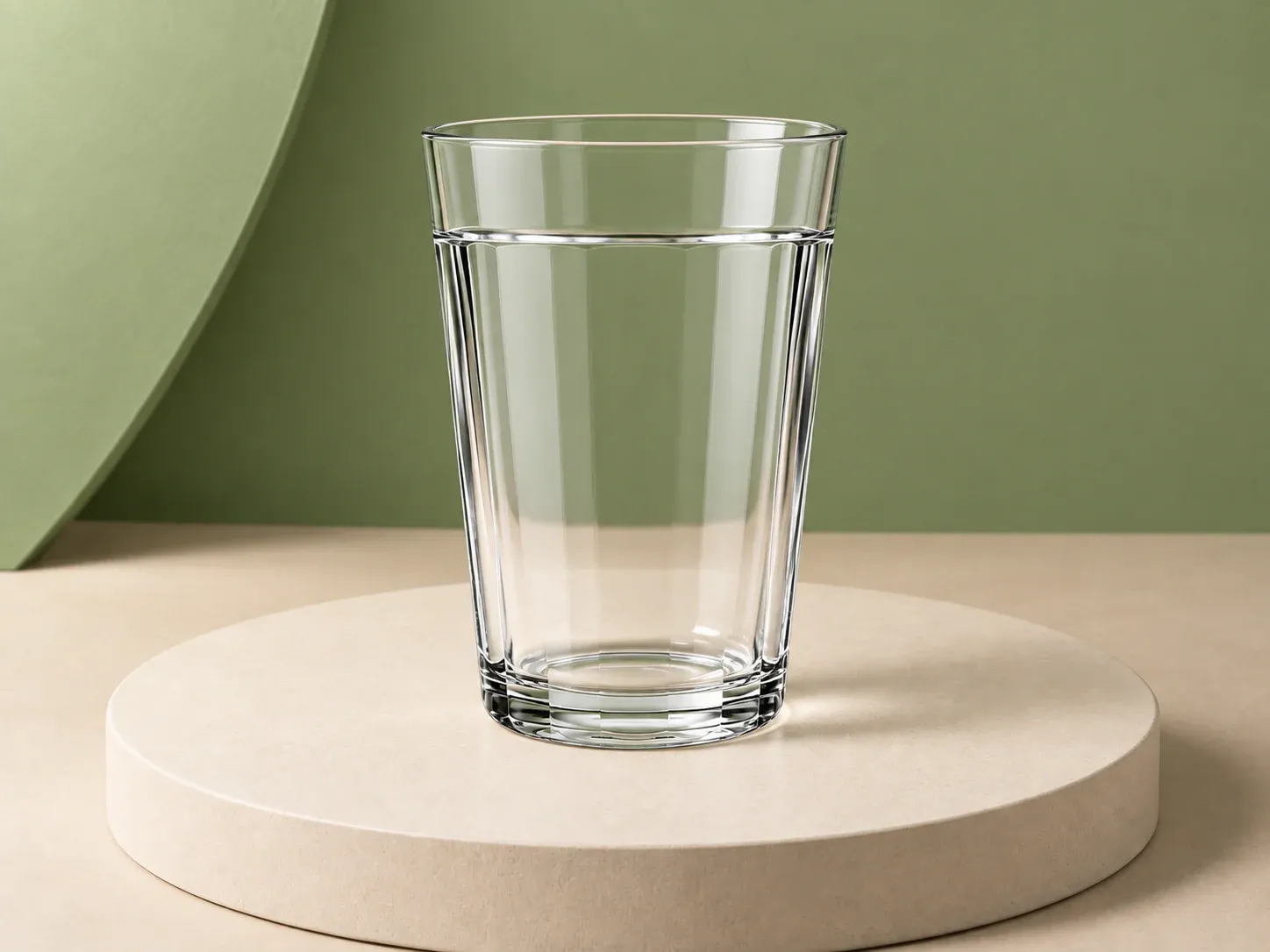 Copo de vidro facetado 190 ml, na cor transparente, sem personalização: copo transparente levemente cônico, com faixa lisa perto da boca, laterais facetadas e fundo espesso