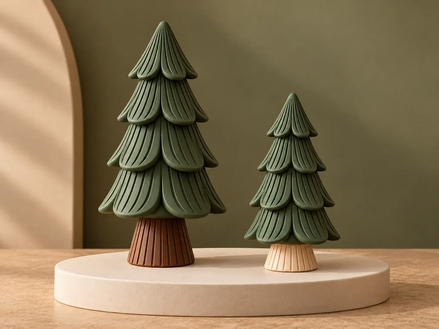 Árvore de Natal em camadas com tronco, sem personalização