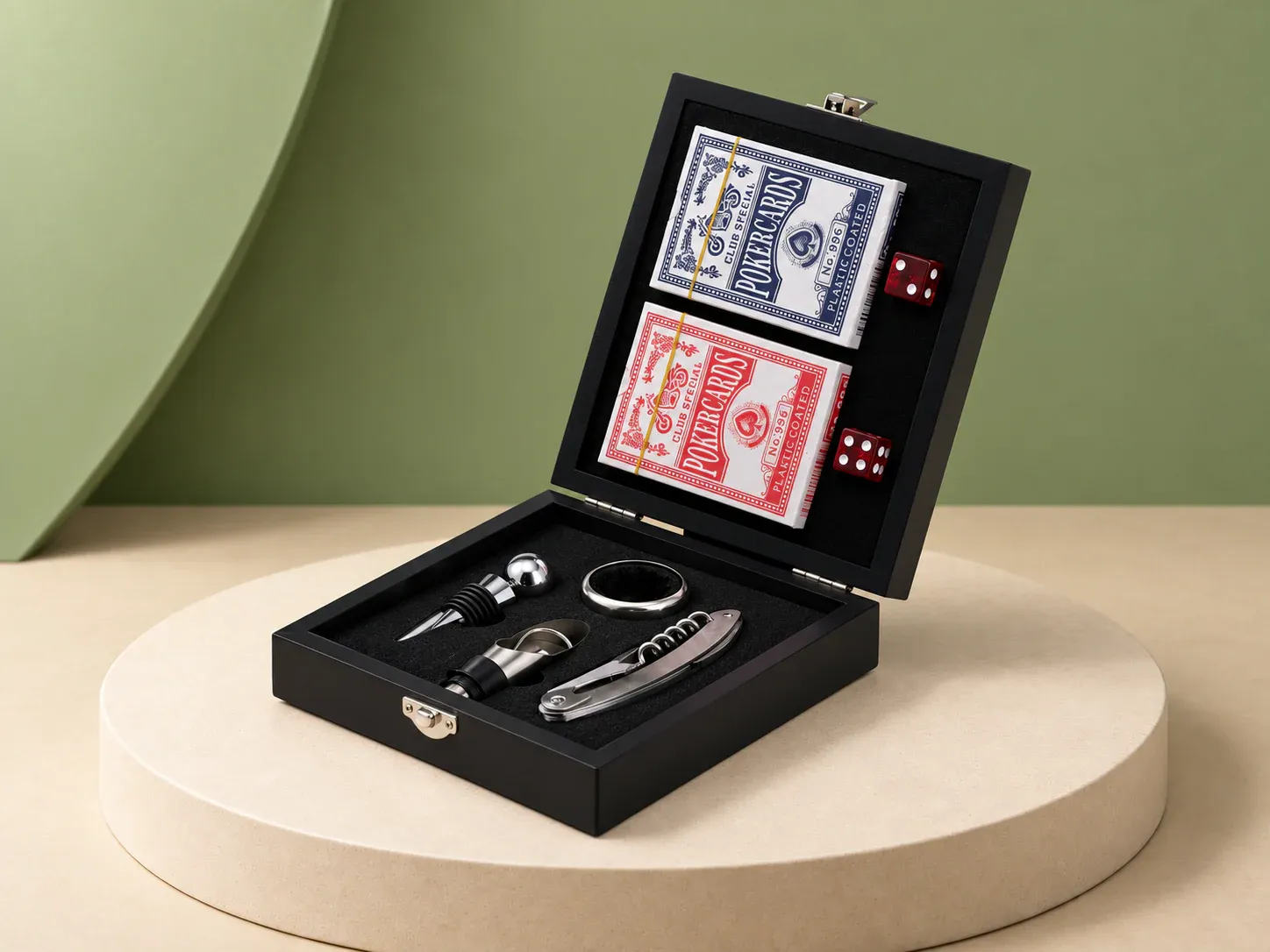 Kit vinho com jogo de baralho, sem personalização