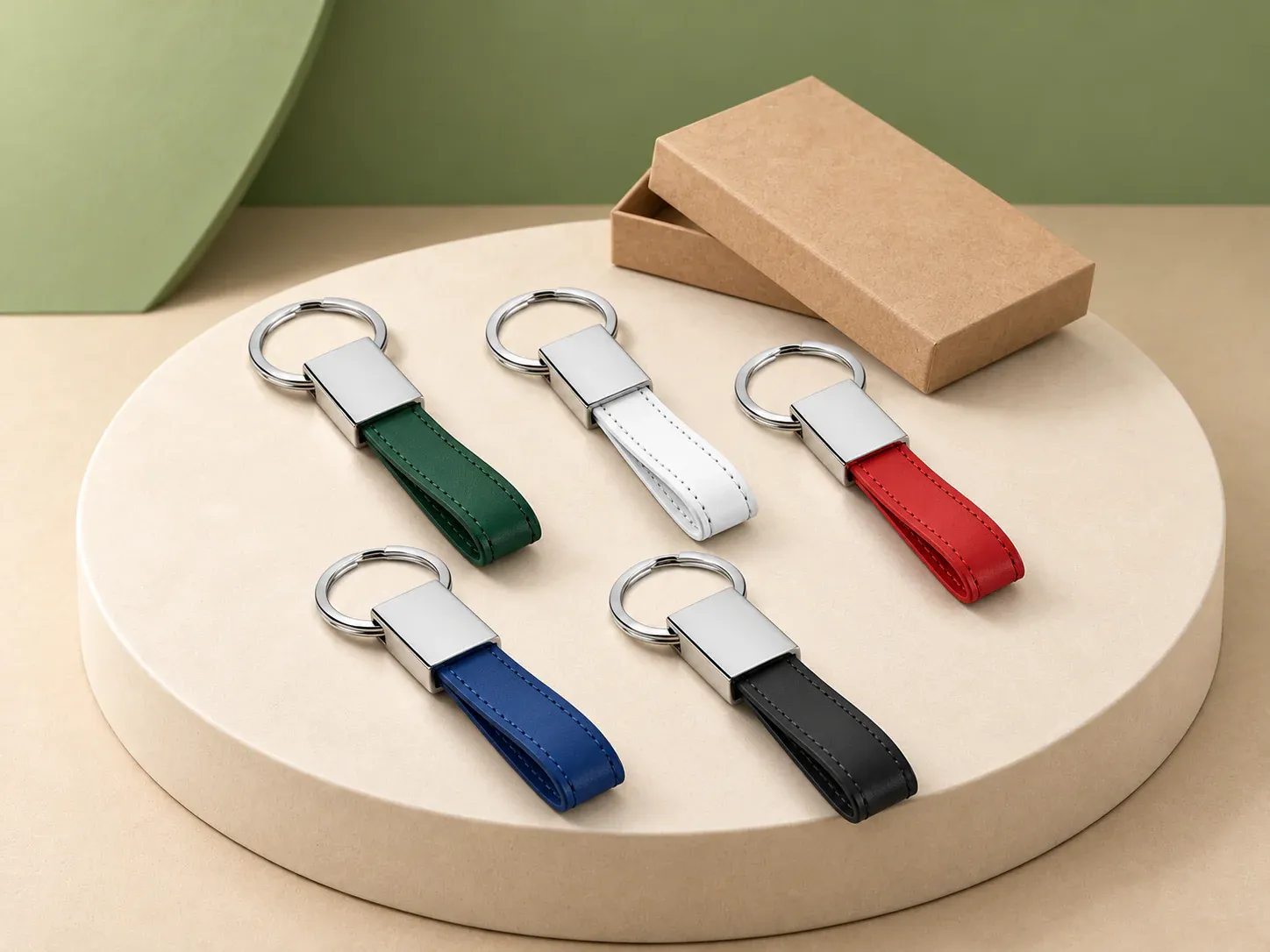 Chaveiro em metal com alça em PU, sem personalização