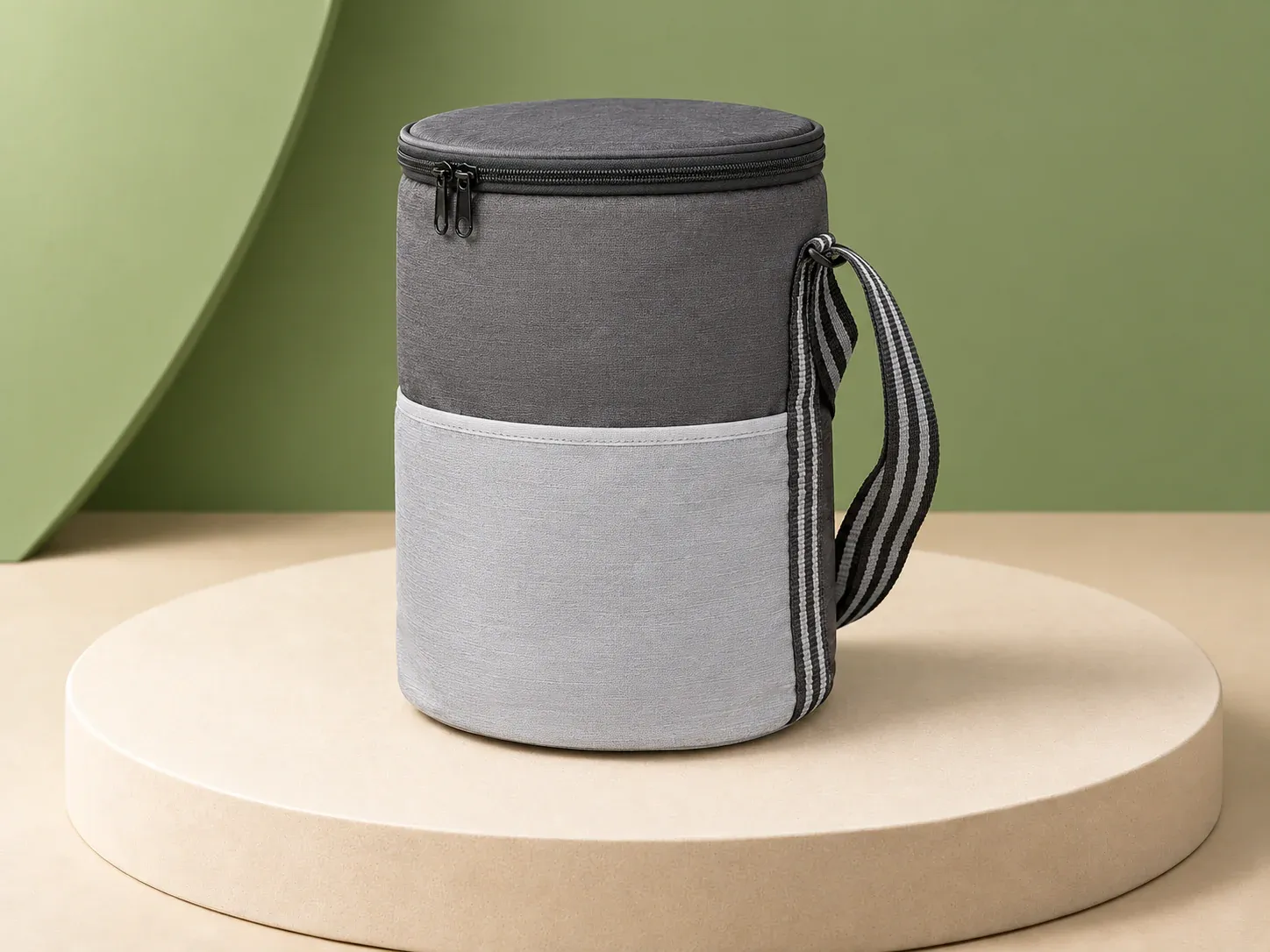 Bolsa térmica cilíndrica em nylon mescla 300D, sem personalização