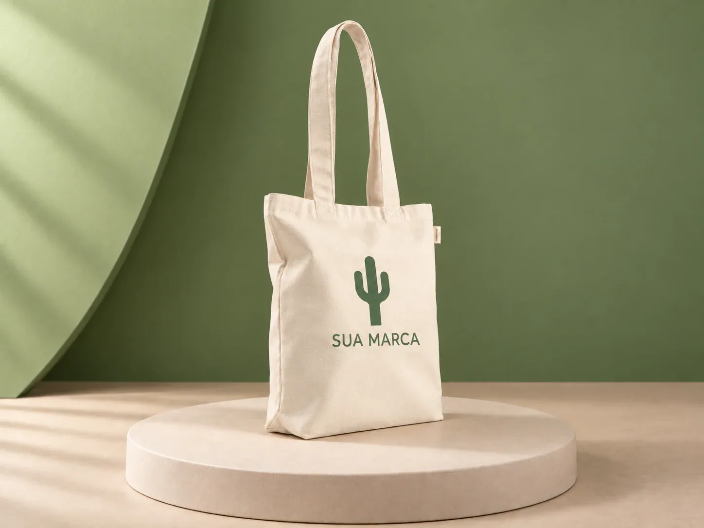 Sacola de algodão reciclado 140 g/m² com fole, com exemplo de personalização colorida, visto de outro ângulo